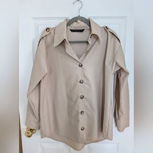Zara Basic Beige Button-Up Shirt
